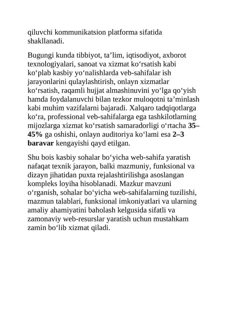 Kasbiy sohalar bo‘yicha web-sahifa yaratish 4
