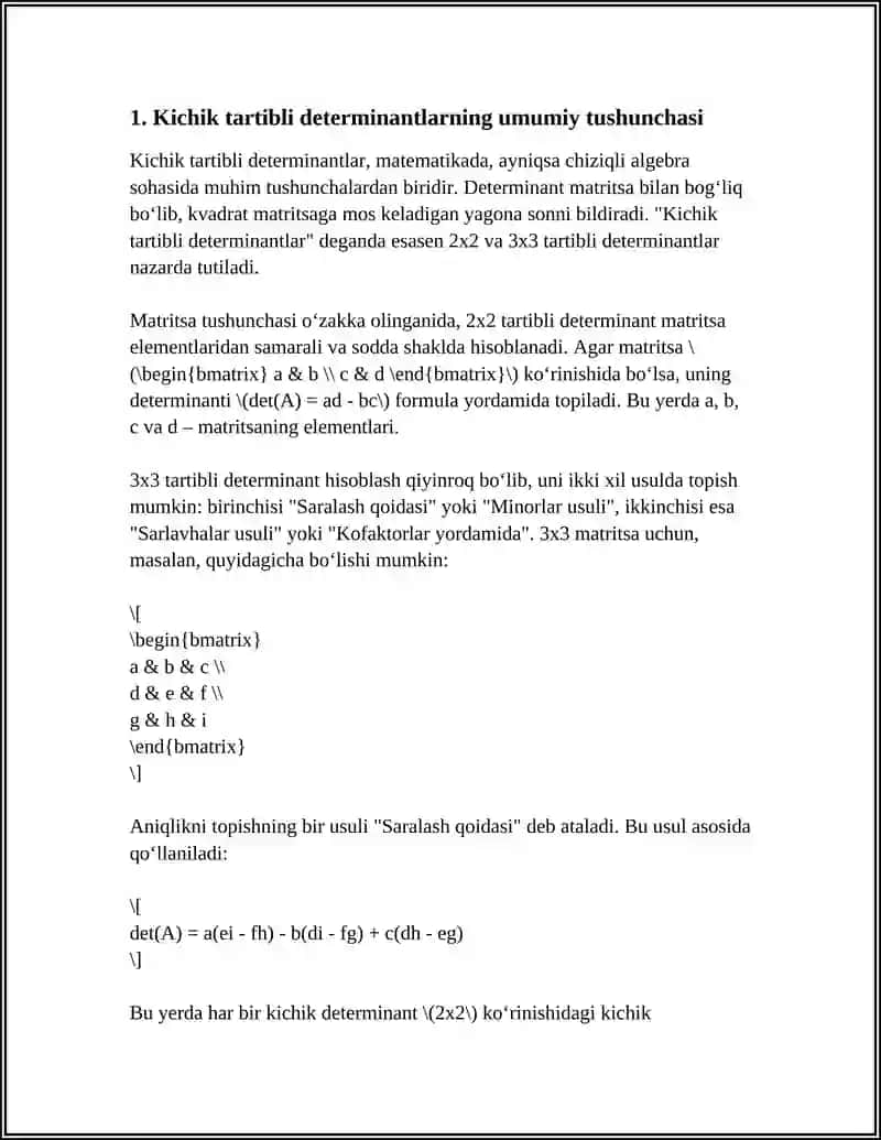 Kichik tartibli determinantlar 4