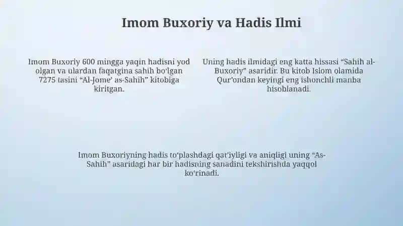 Imom Buxoriy va Hadis Ilmi 4