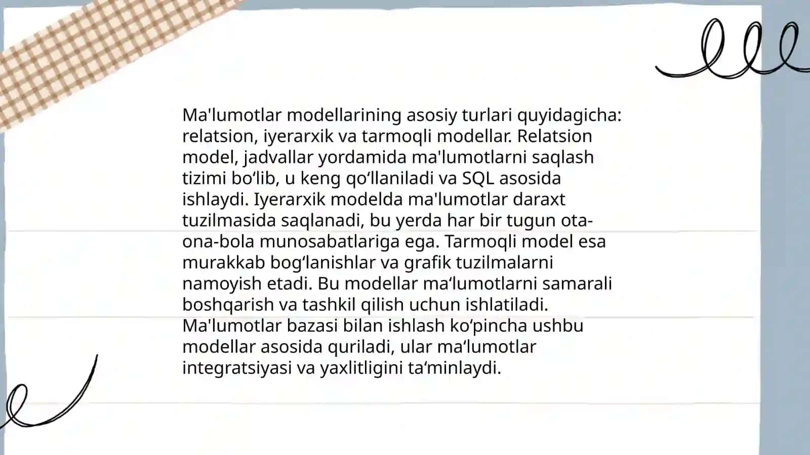 Ma'lumotlar modeli tushunchasi 4