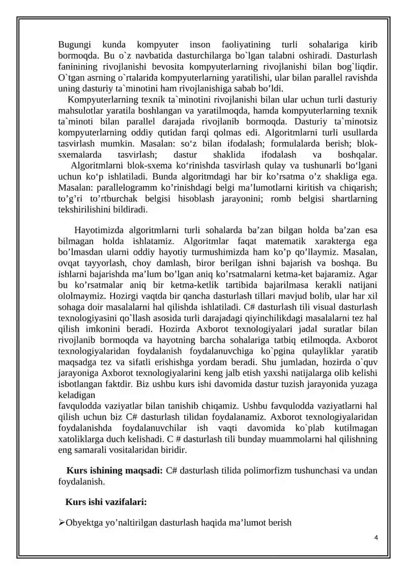 C# dasturlash tilida polimorfizm 4