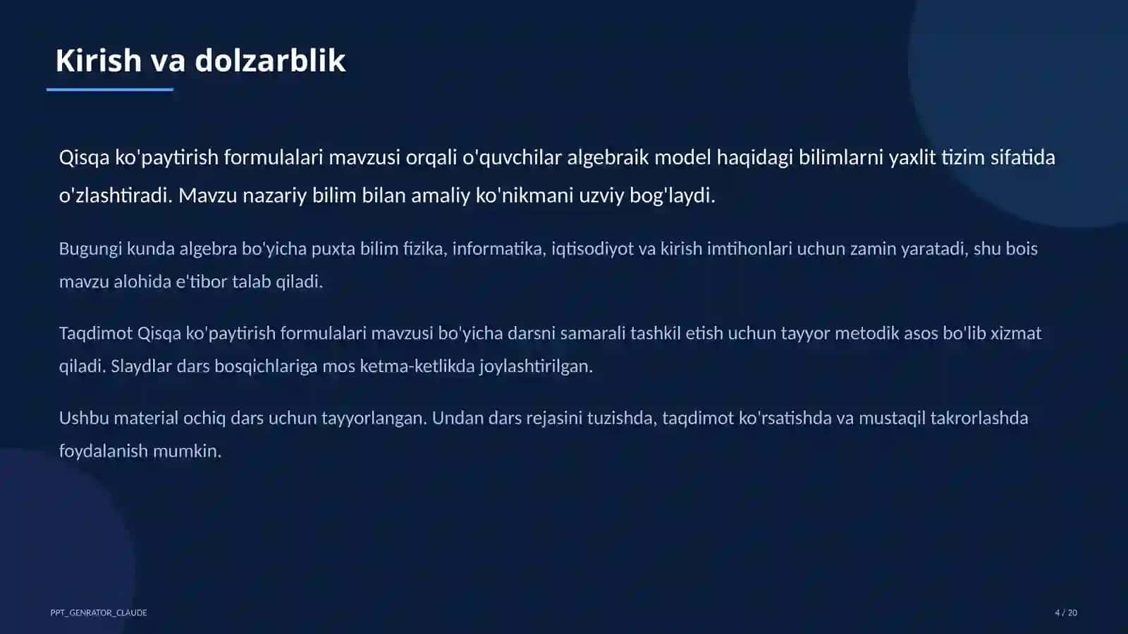 Qisqa ko'paytirish formulalari (7-sinf) 4