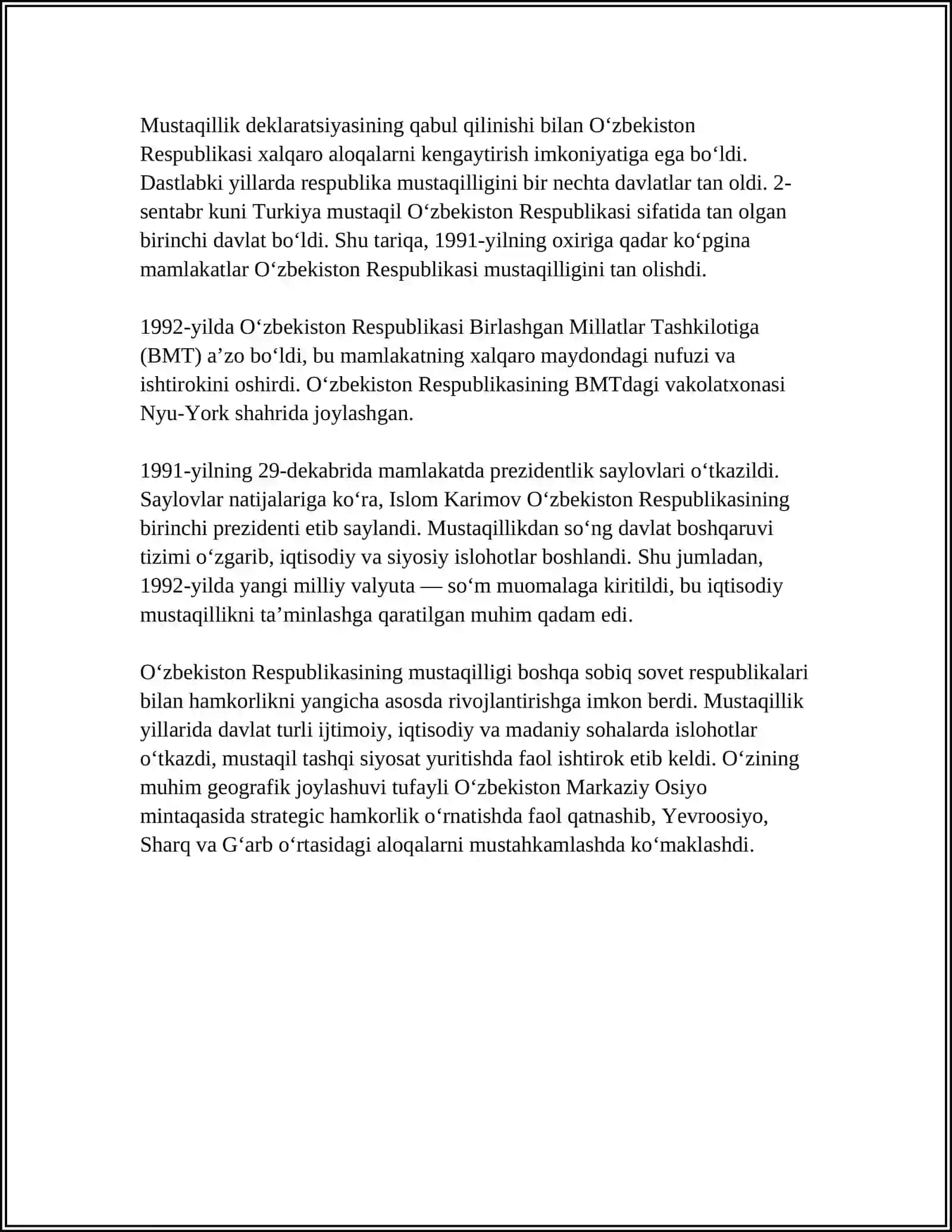 MUSTAQIL OʻZBEKISTON 4