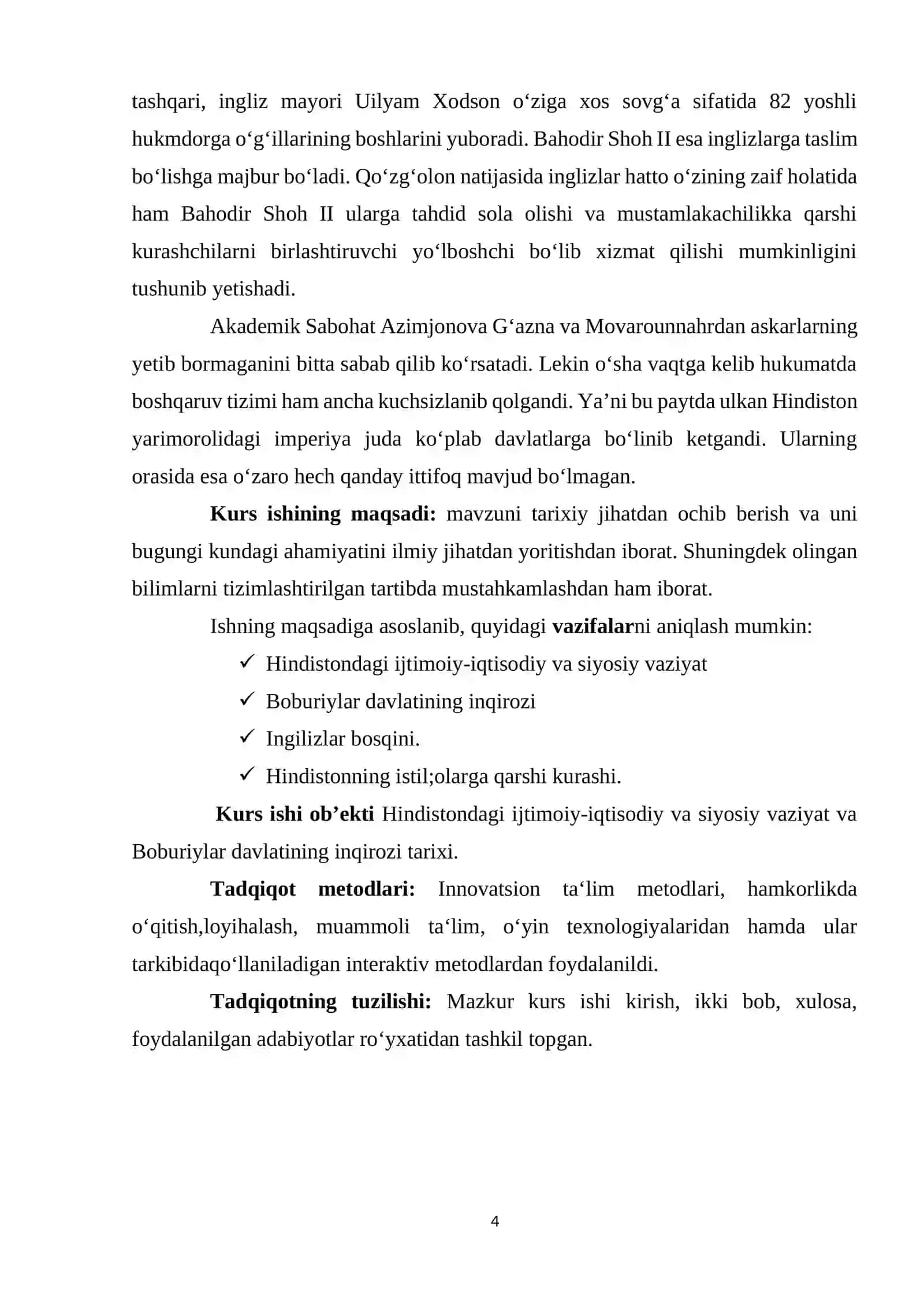 HINDISTONDAGI IJTIMOIY-IQTISODIY VA SIYOSIY VAZIYAT BOBURIYLAR DAVLATINING INQIROZI 4