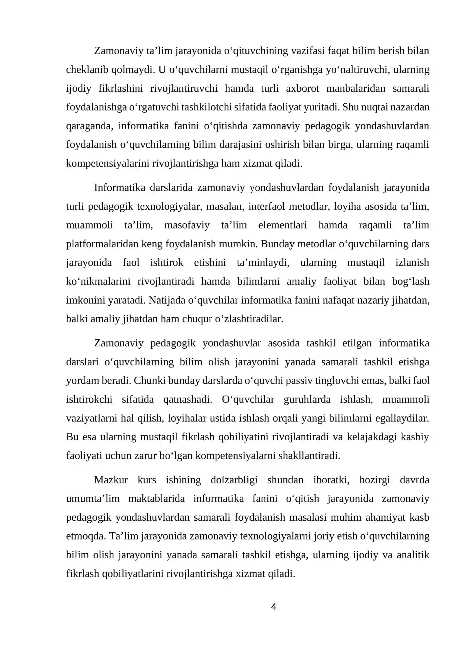 Umumta’lim maktablarida informatika fanini o‘qitishda zamonaviy yondashuvlar 4