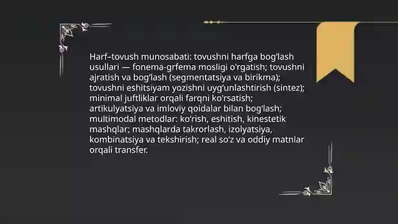 Savodga oʻrgatish alifbe davri 4