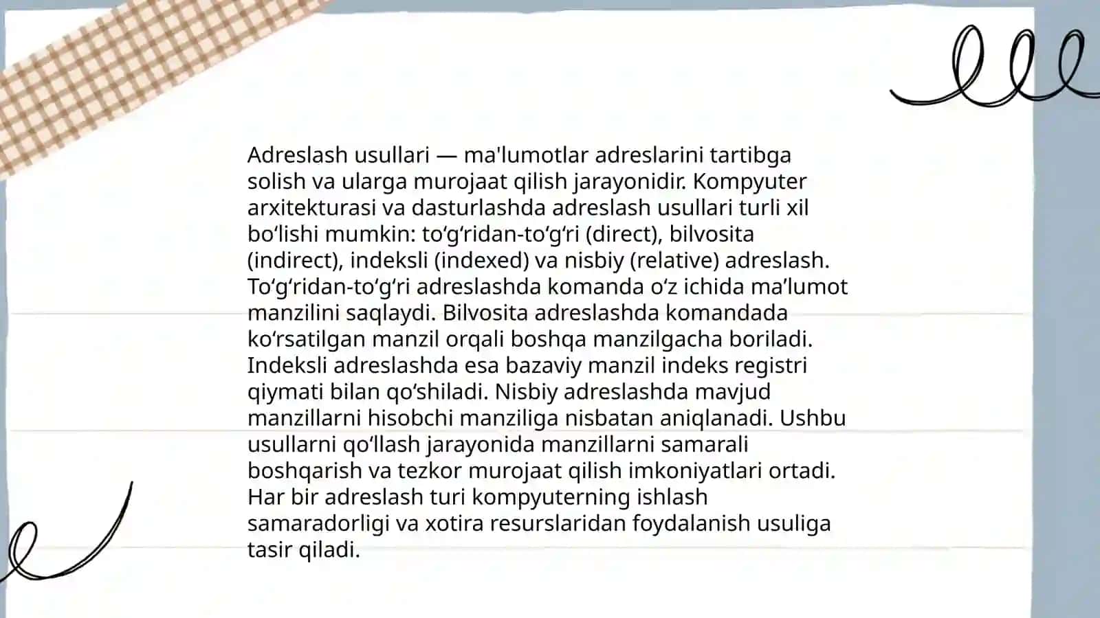 Adreslash va uning turlari. Shifrator va deshifratorlar 4