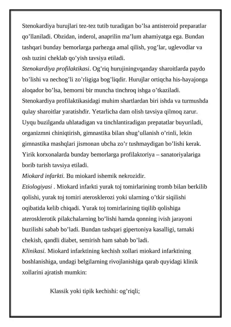 Yurak-Qon Tomir Kasalliklari Bilan Og'rigan Bemorlarni Parvarishi va Kuzatish 4