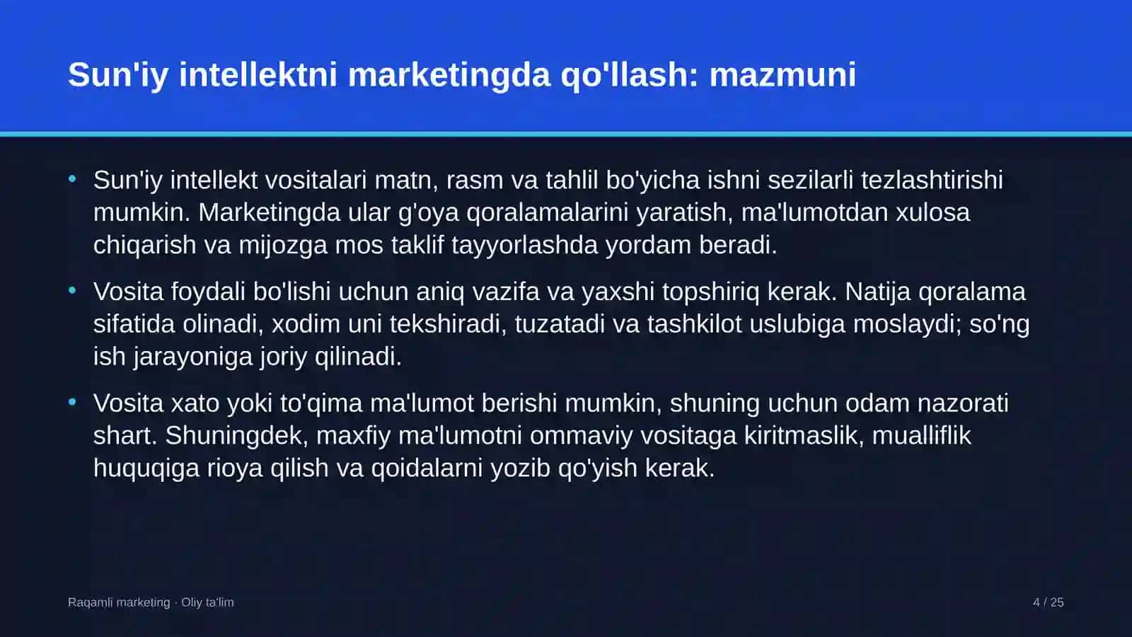 RAQAMLI MARKETING · OLIY TA'LIM 4