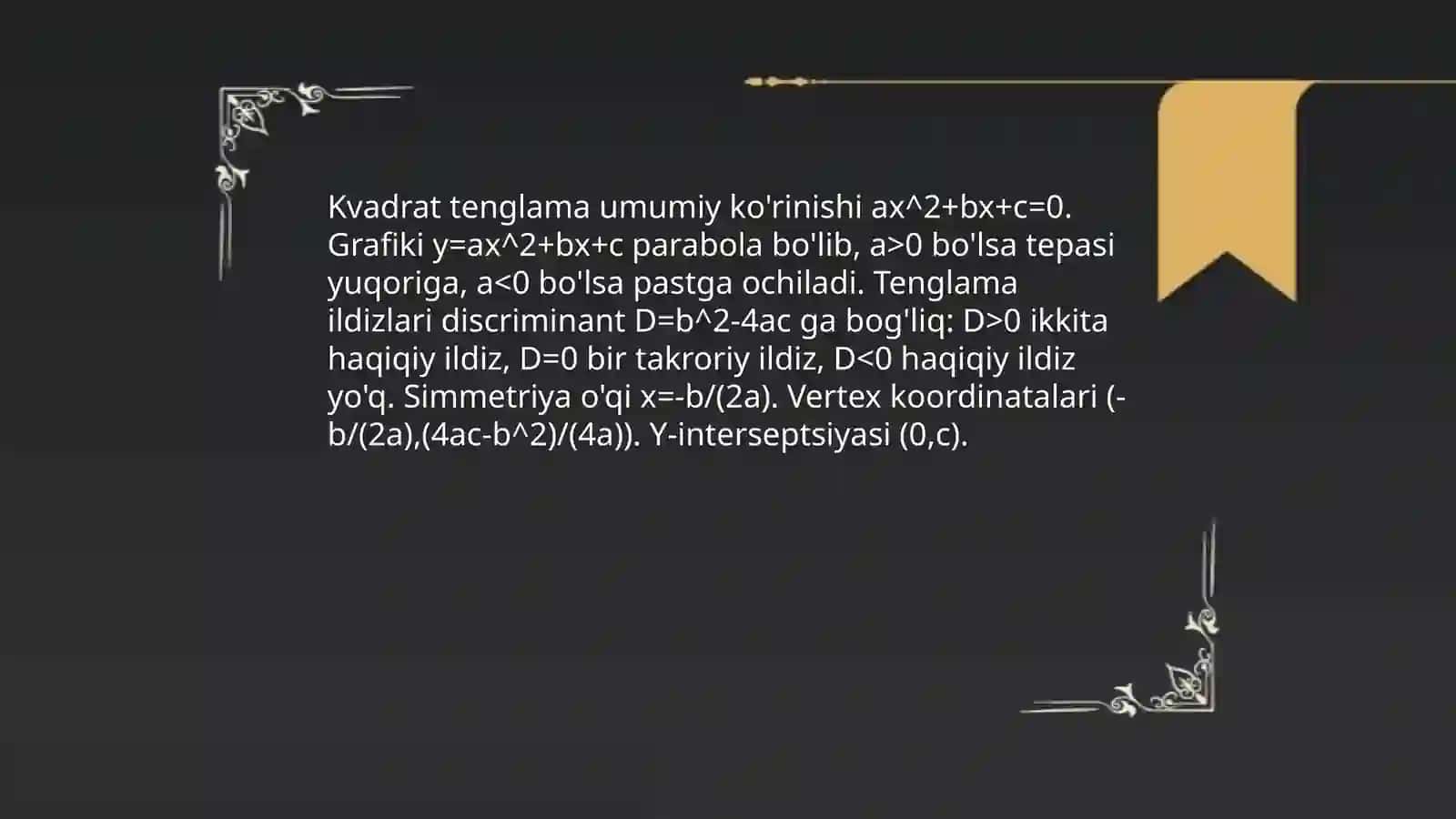 Kvadrat tenglama va uning grafigi 4