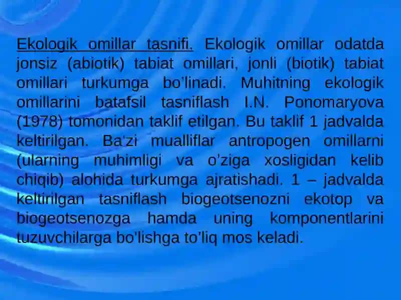 EKOLOGIK OMILLAR 4