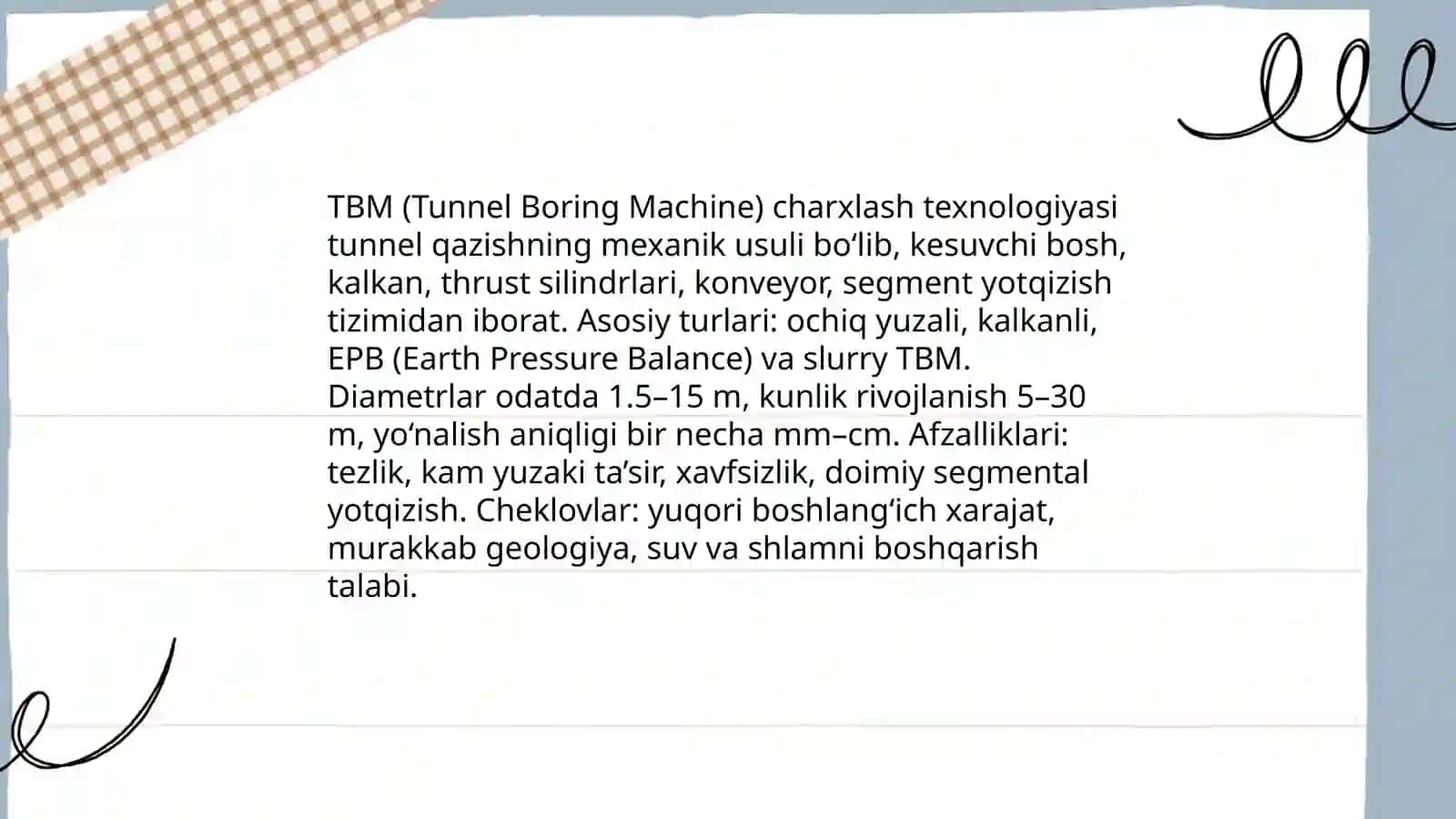 Tunel charxlash usullari 4