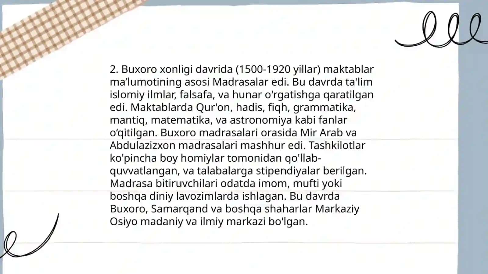 Buxoro xonligida madrasa tizimi 4