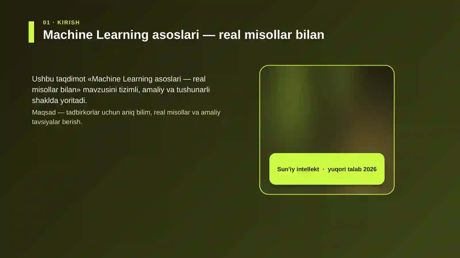 Machine Learning asoslari — real misollar bilan 4