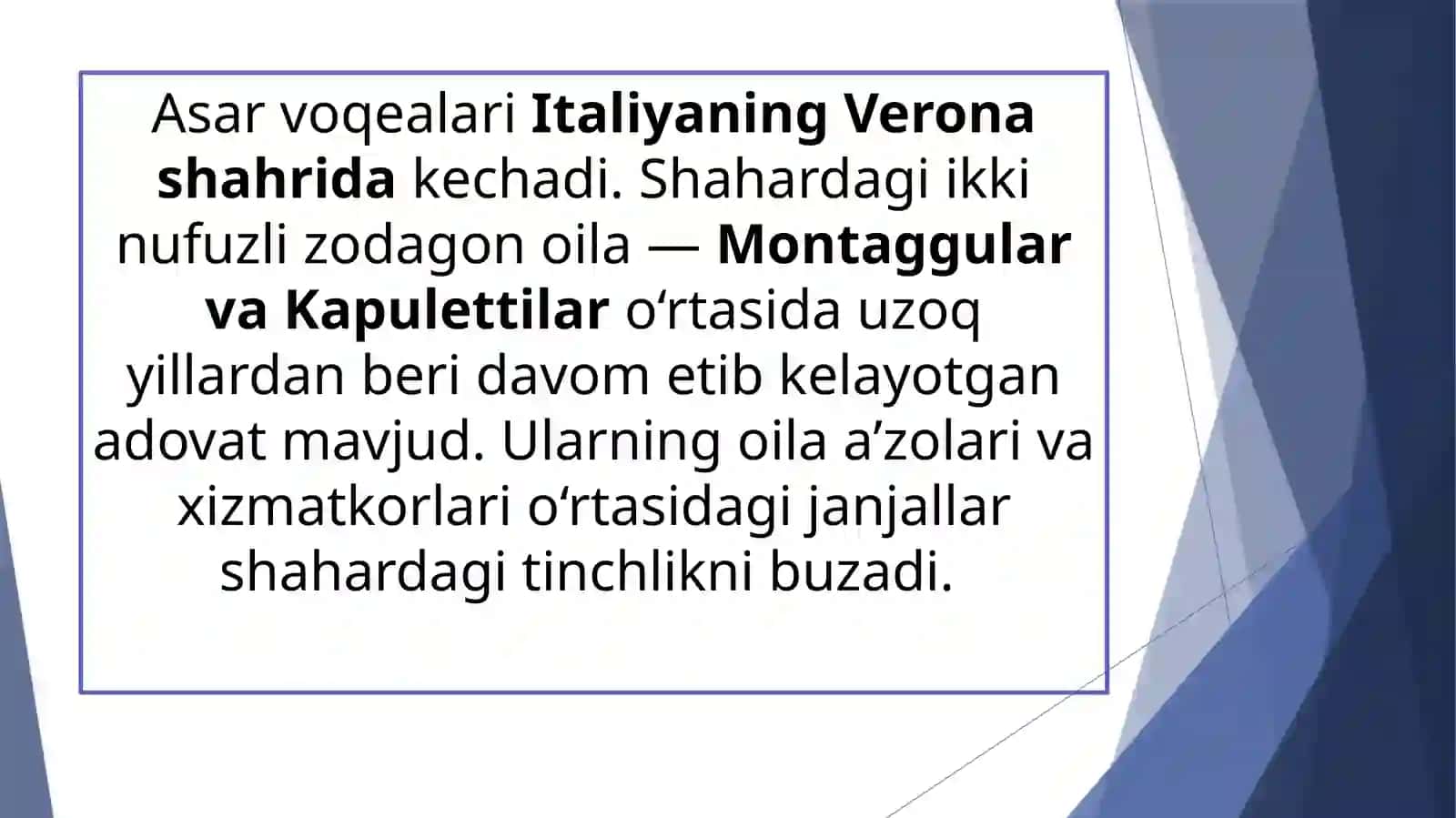 Romeo va Julyetta asari tahlili 4