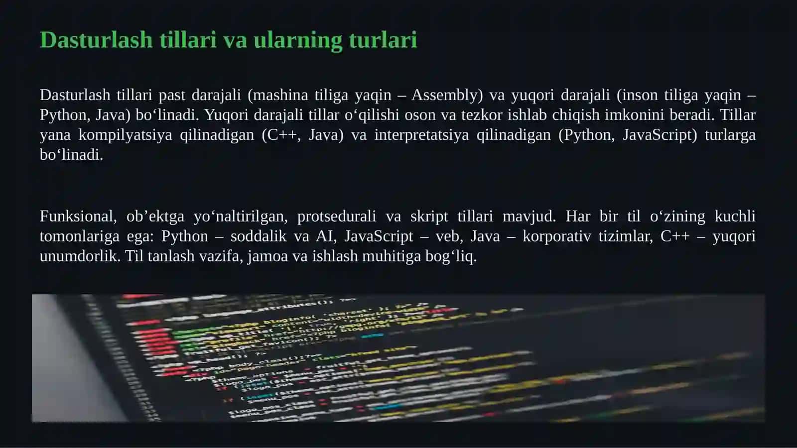 DASTURLASH TILLARI VA ALGORITMLASH ASOSLARI 4