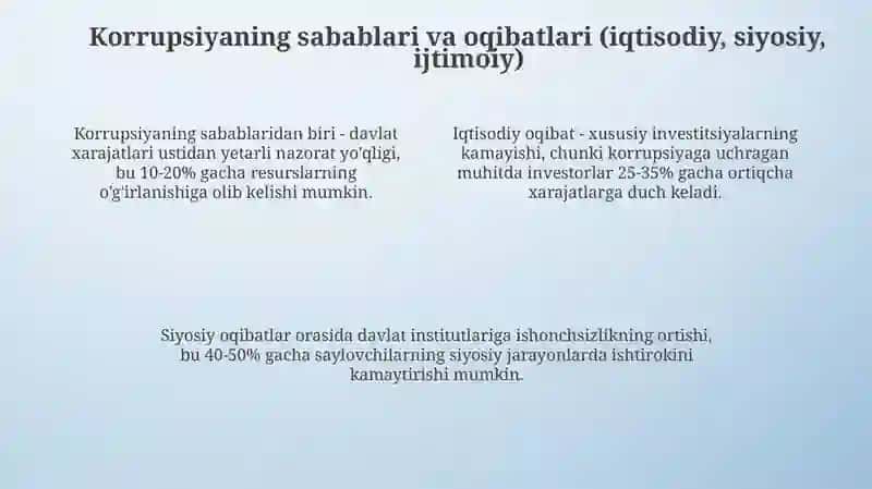 Korrupsiyaning mohiyati, oqibatlari va unga qarshi kurash mexanizmlari 4