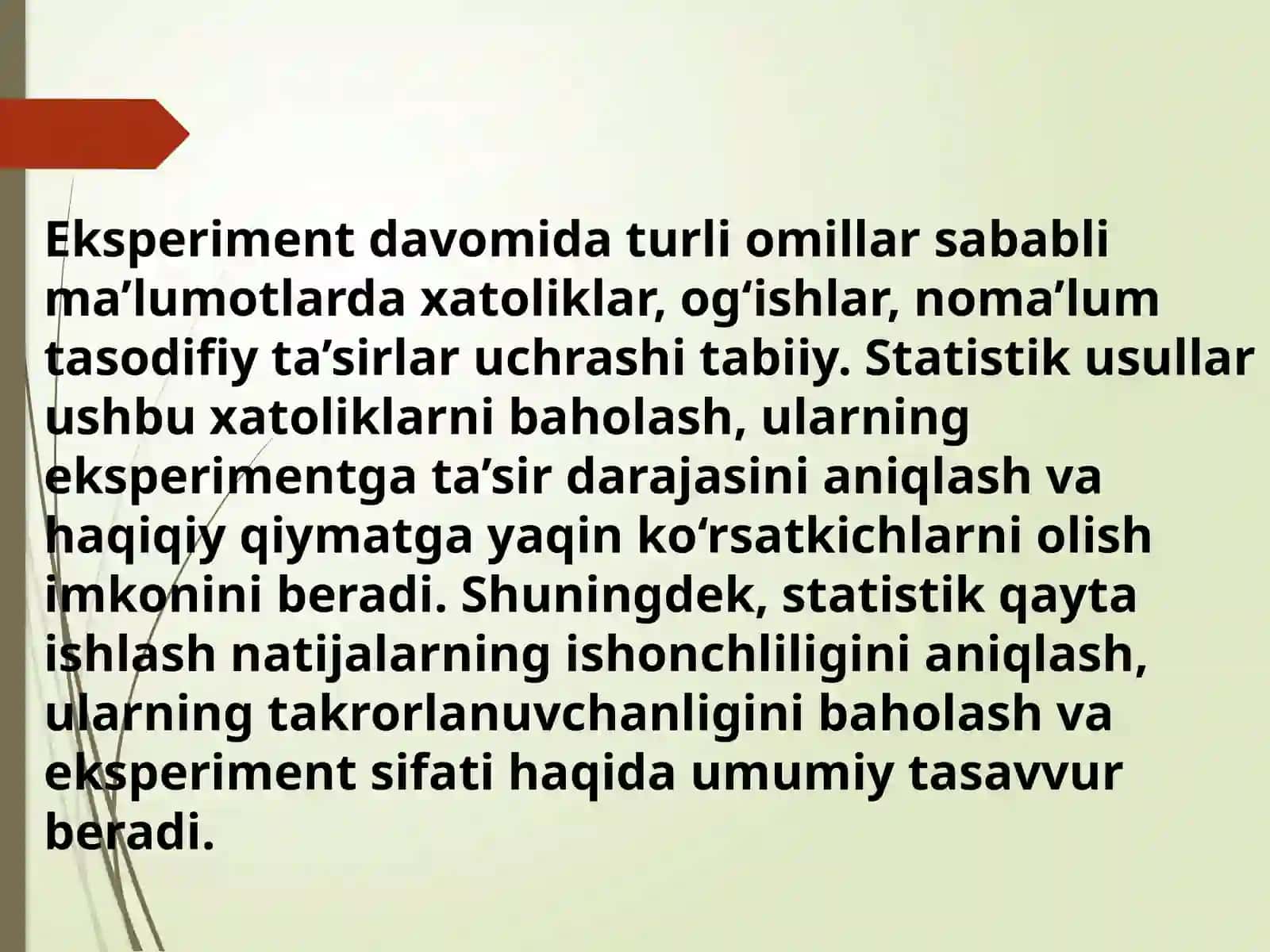 Eksperiment natijalariga statistik ishlov berish 4