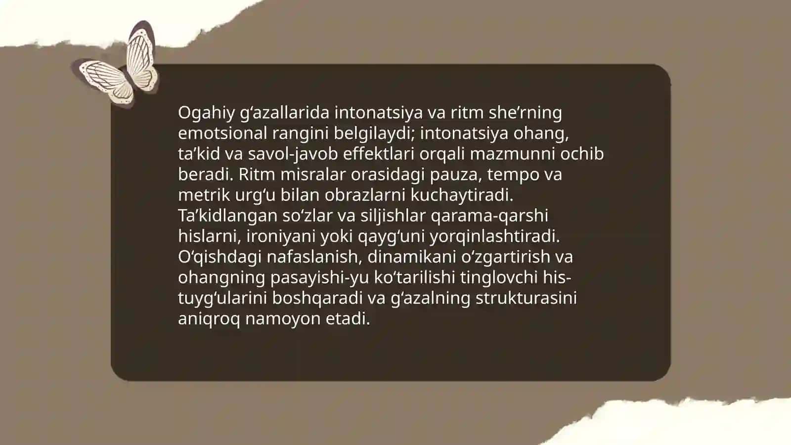 Ogahiy g‘azallarini ifodali o‘qish va sharhlash 4