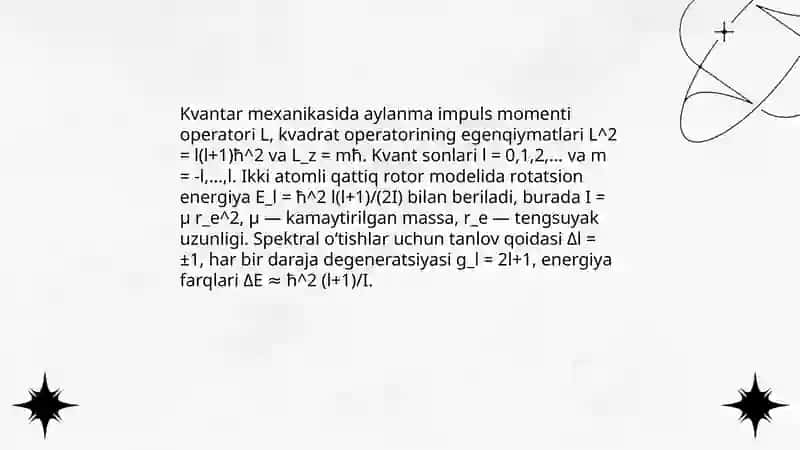 Ikki atomli molekulalarning aylanma harakati va aylanma spektri 4