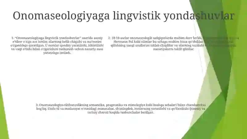 Onomaseologik Yo'Nalish 4