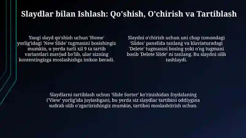 Microsoft Power Point dasturi bilan ishlash 4