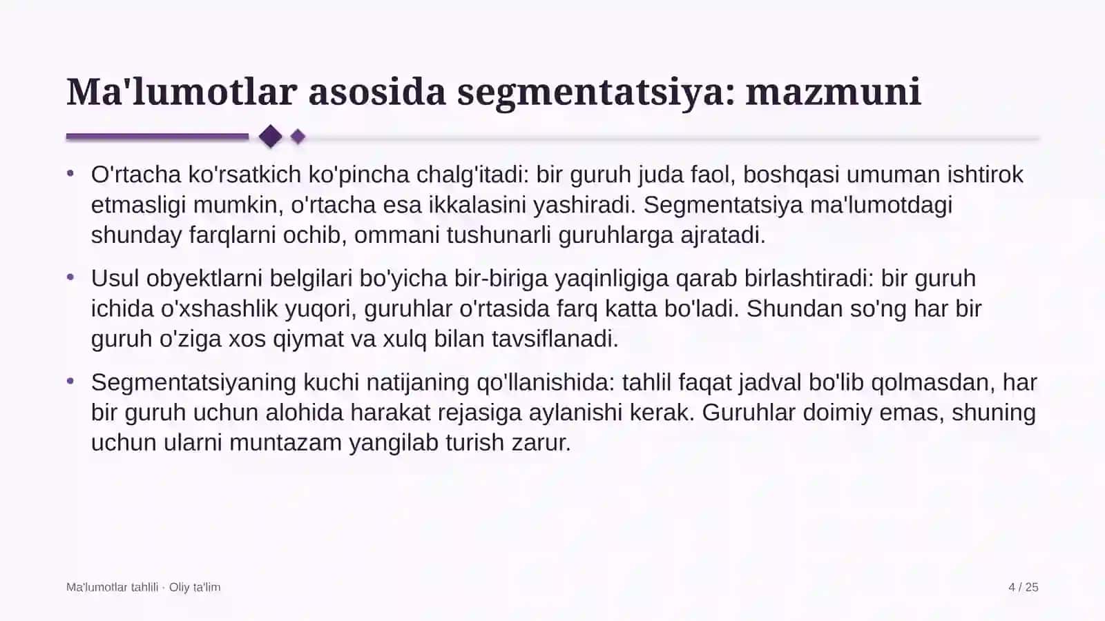 Videoprodakshn studiyalarida ma'lumotlar asosida segmentatsiya qilish 4