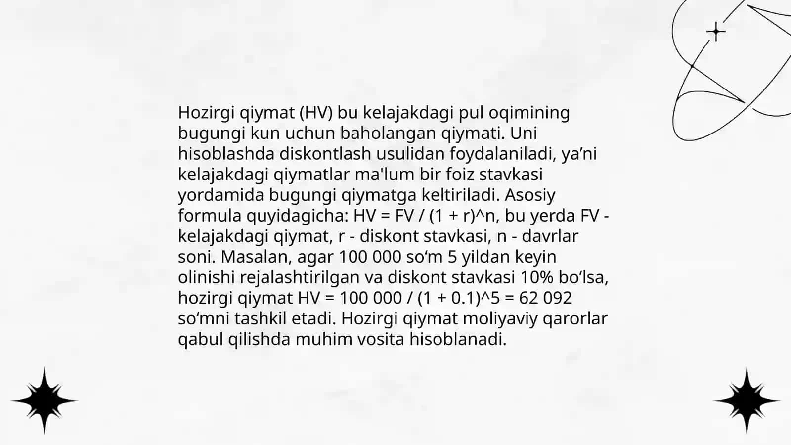 Pulning vaqt boyicha qiymati 4