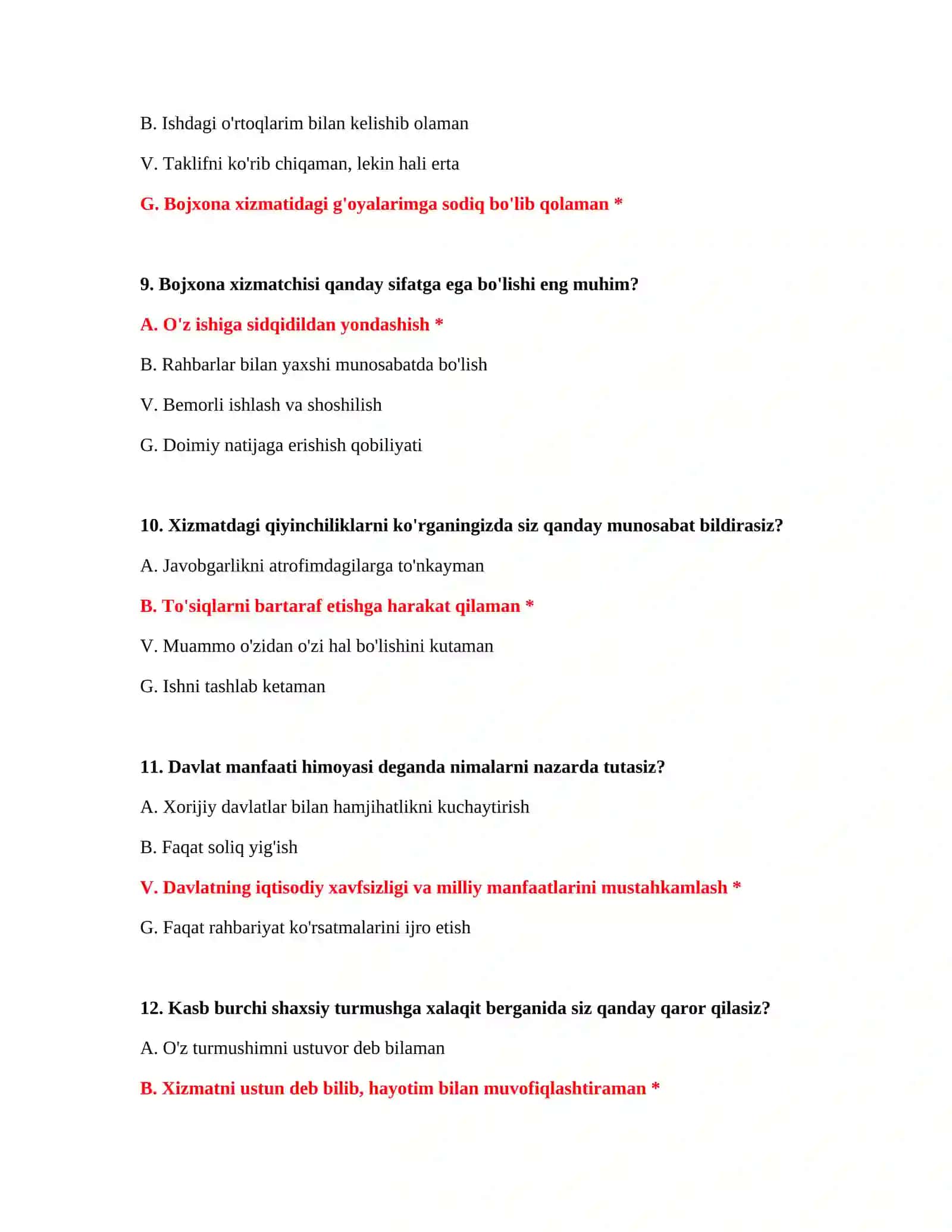 Bojxona test savollari kanali 4