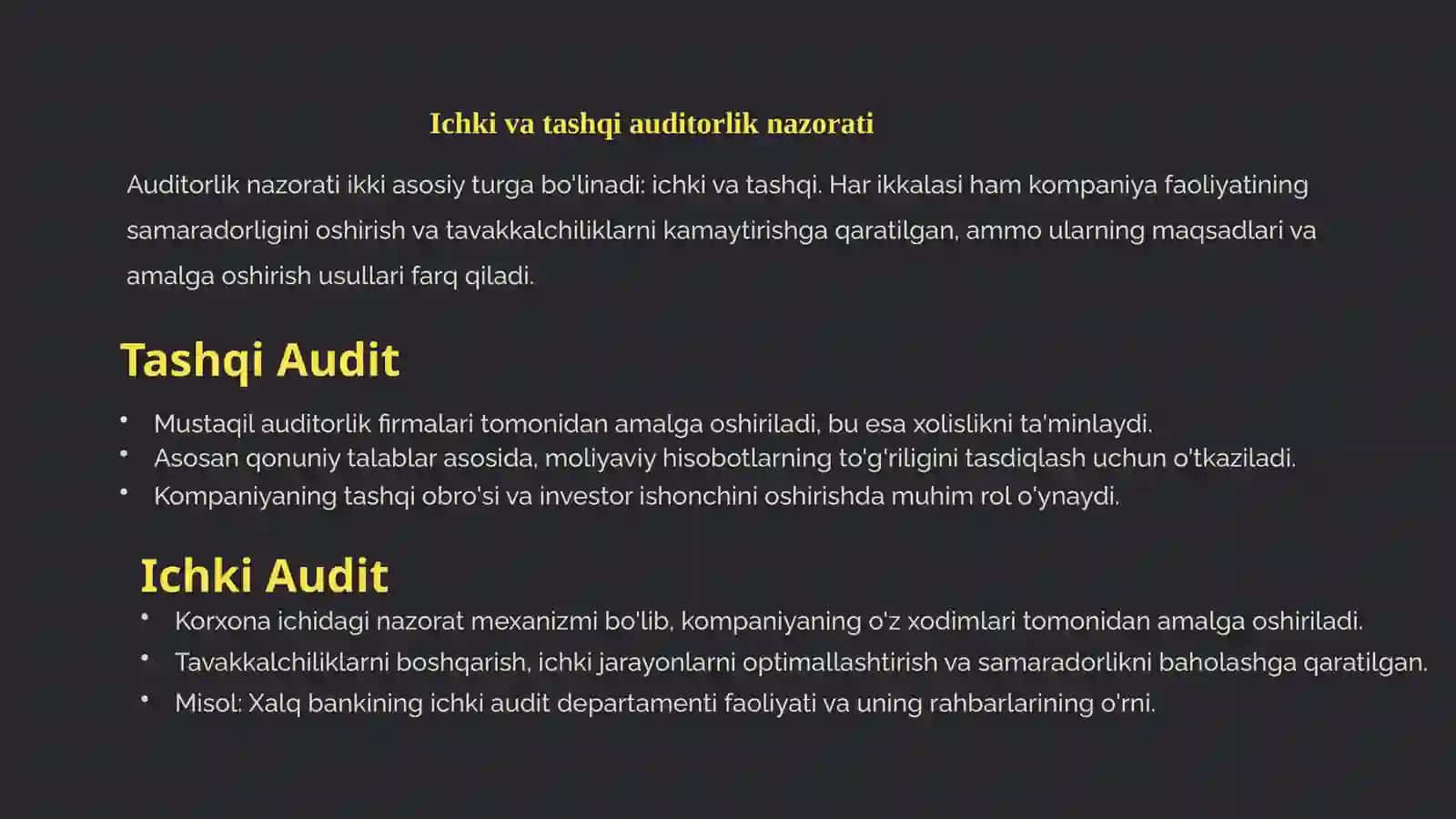 Auditorlik nazorati va kompaniya boshqaruvi 4