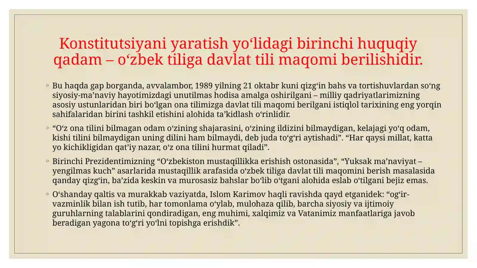 O’zbekiston Respublikasiningkonstitutsiyasiningyaratilishtarixi 4