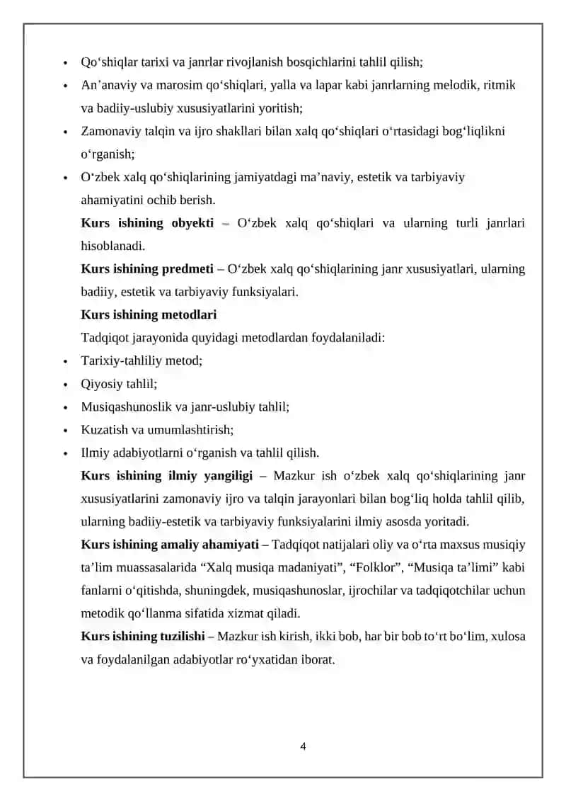 O’zbek xalq qoshiqlarining janr xususiyatlari 4