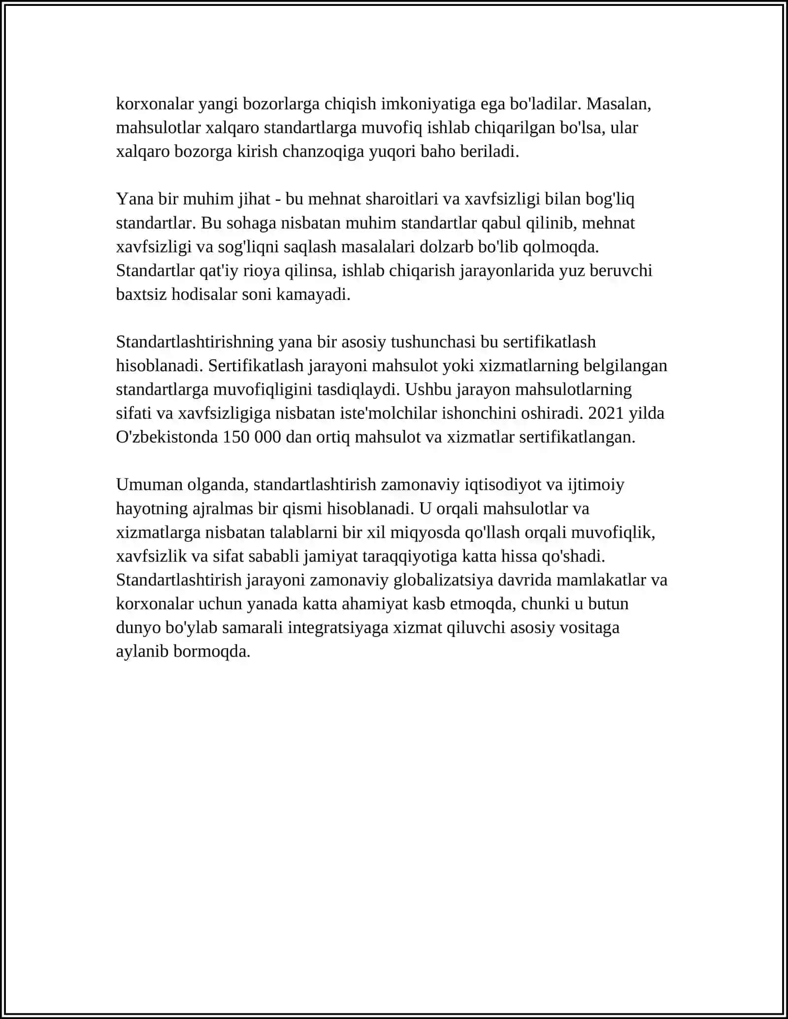 STANDARTLASHTIRISH, STANDARTLASHTIRILGAN KO'RSATKICHLARINING AHAMIYATI, ULARNI HISOBLASH 4
