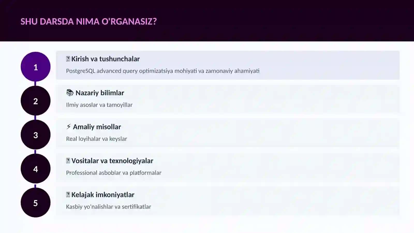 PostgreSQL advanced query optimizatsiya 4