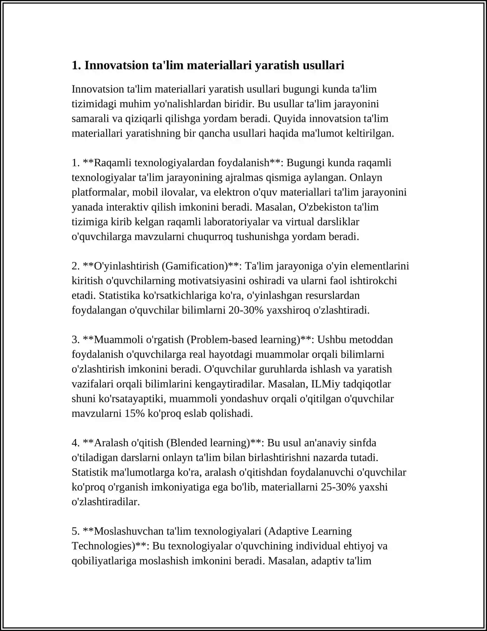 BOSHLANGʻICH TAʼLIMDA OʻQUV MATERIALLARNI TAYYORLASHGA KREATIV YONDASHUV VA ULARNI SAMARALI TAYYORLASH TAMOILLARI 4