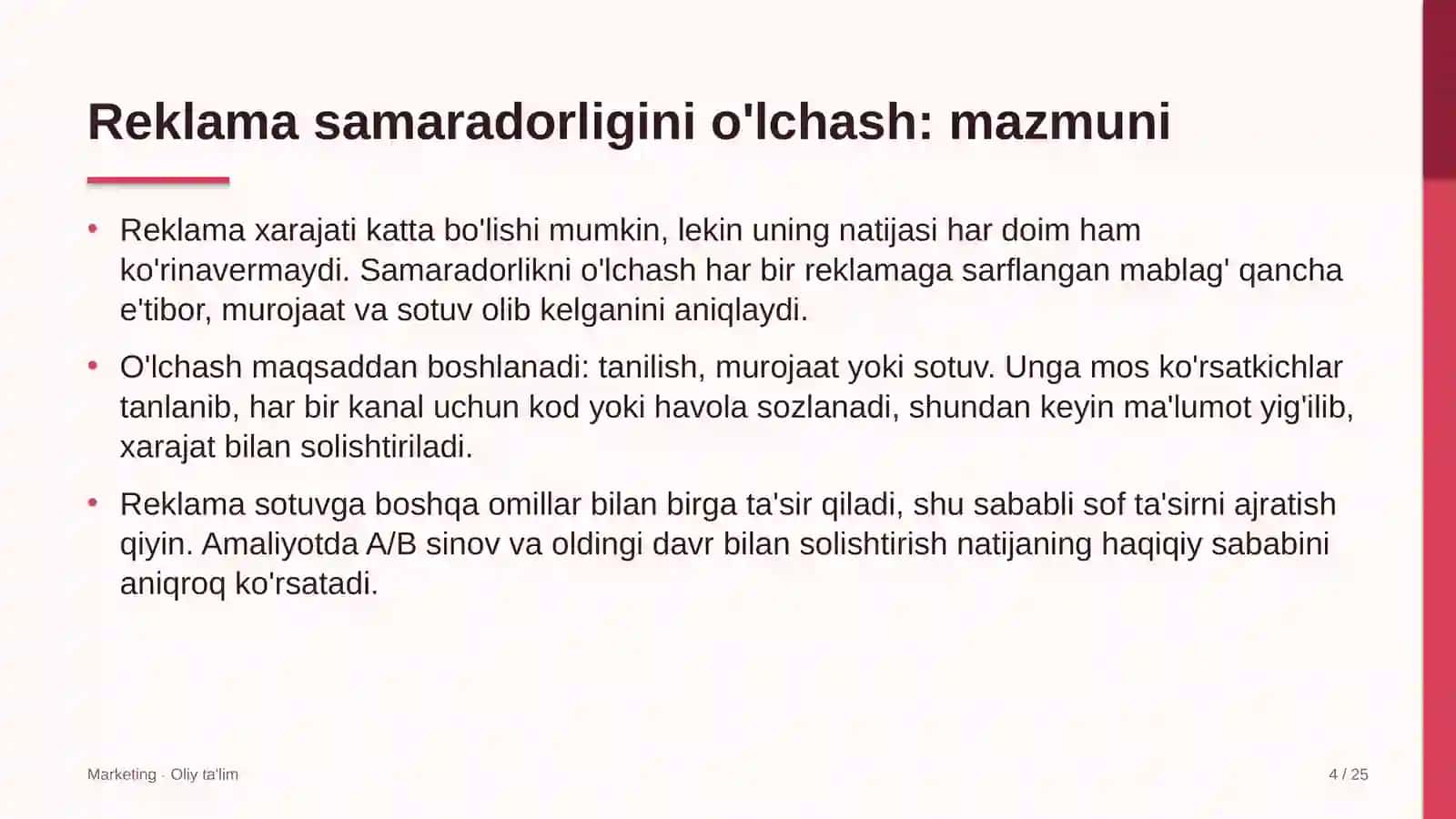 Ko'chma savdoda reklama samaradorligini o'lchash 4