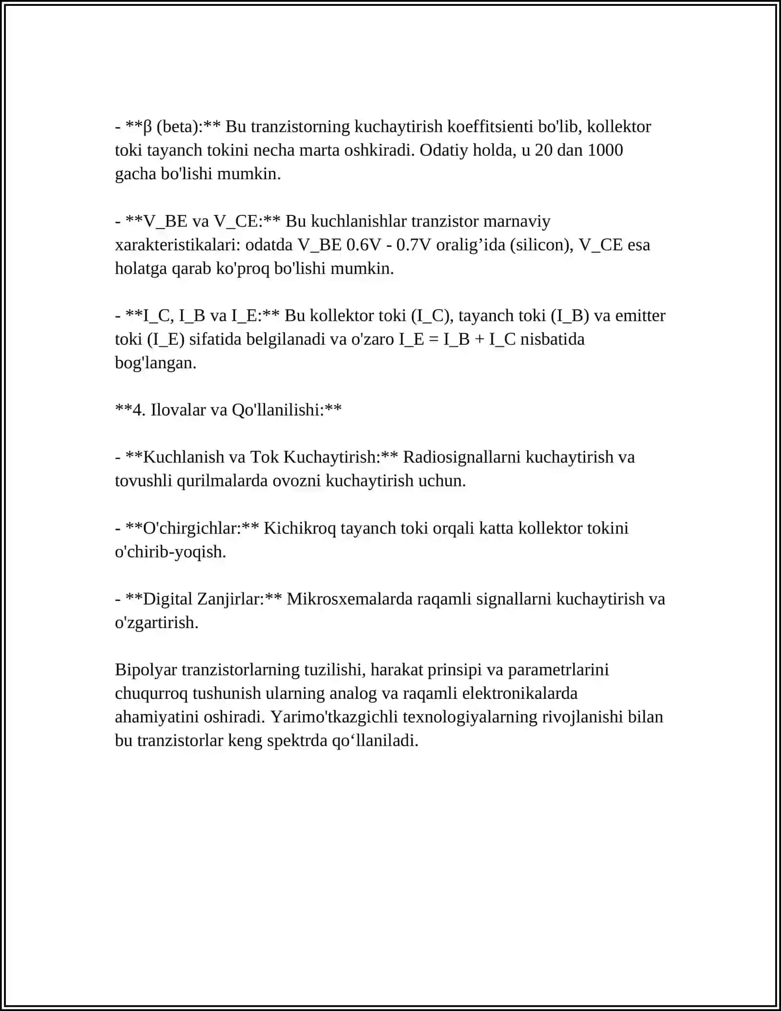 Bipolyar tranzistorlarning ISHLASH PRINSIPI 4
