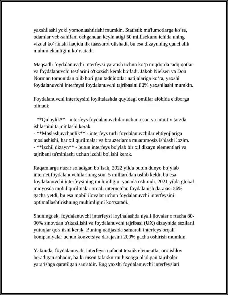 FOYDALANUVCHI INTERFEYSINI BAHOLASH 4