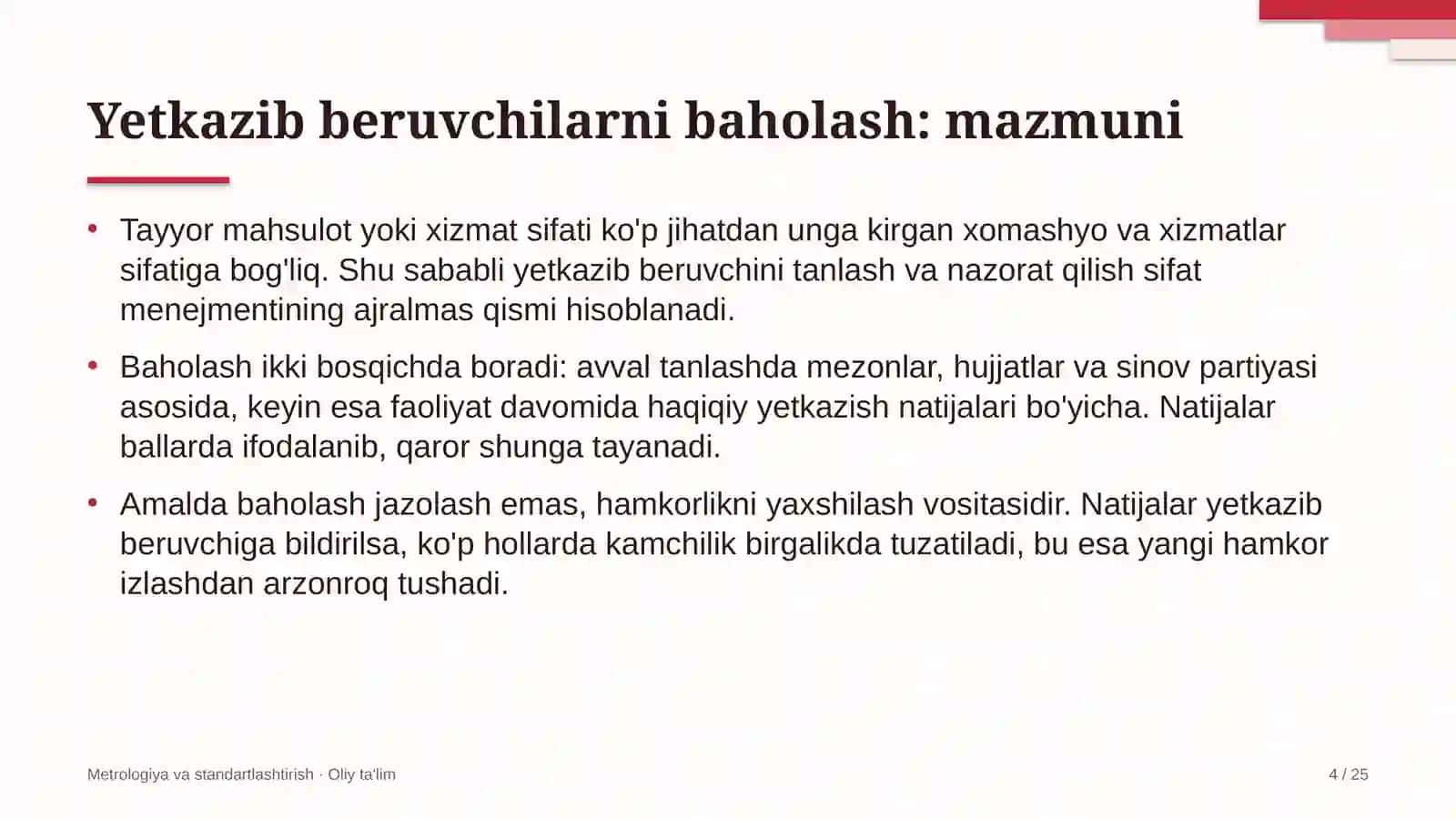 Akvaparklarda yetkazib beruvchilarni baholash 4