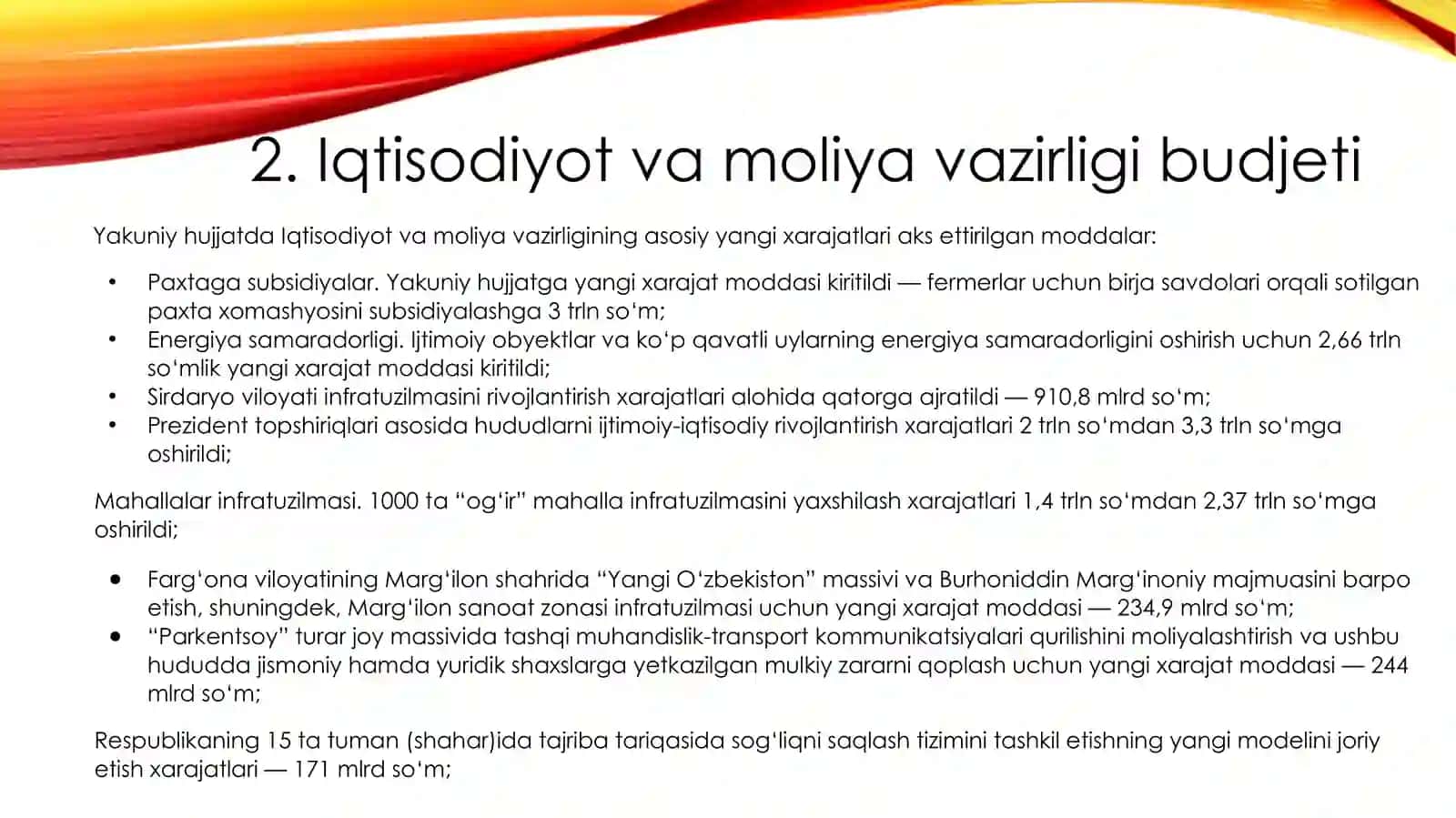 O’zbekiston davlat budjeti, xarajatlarining 2025 rejasi va yakuni tahlili. 4
