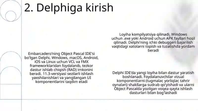 DELHPI tilida ilova yaratish 4