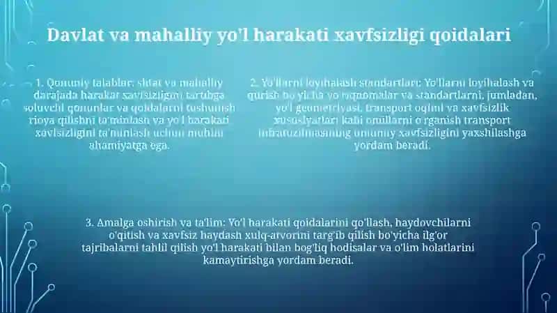 Avtomobil Yo‘llari Va Shahar Ko‘Chalarining Ko‘Tarilish Tushish Bo‘Yicha Harakat Xavfsizligi Qo‘Yilgan Me’Yoriy Talablarni O‘Rganish 4