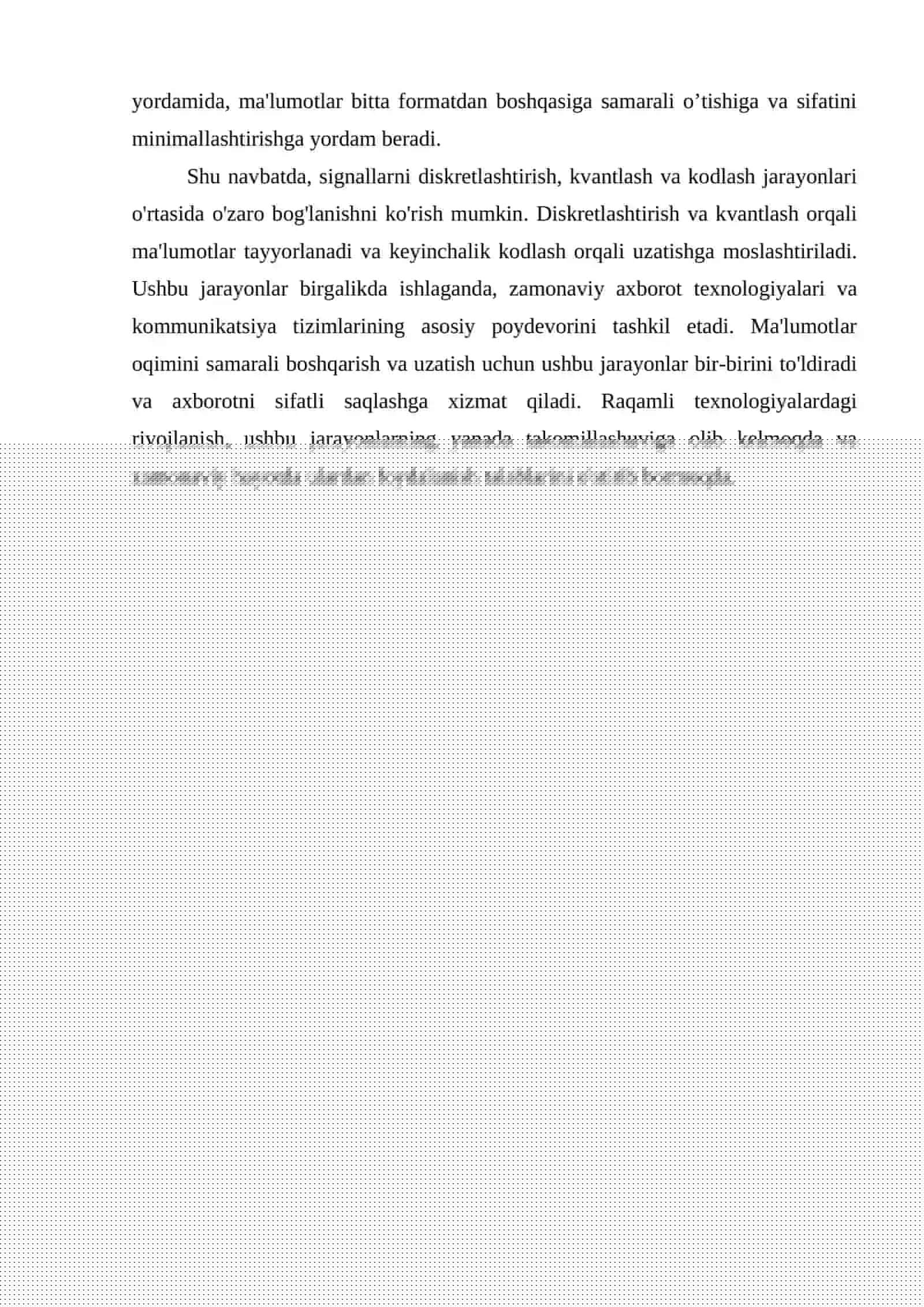 SIGNALLARNI DISKTERLASH, KVANTLASH VA KODLASH 4
