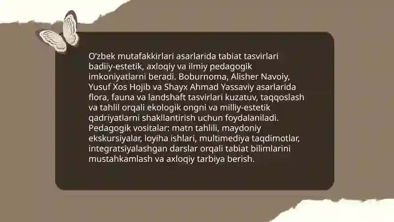 Tabiat bilan tanishtirishda mutafakkirlar merosidan foydalanish 4