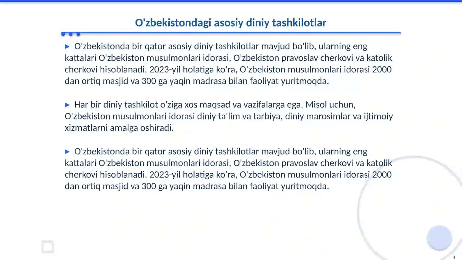 Ozbekistonda diniy tashkilotlat faoliyati 4
