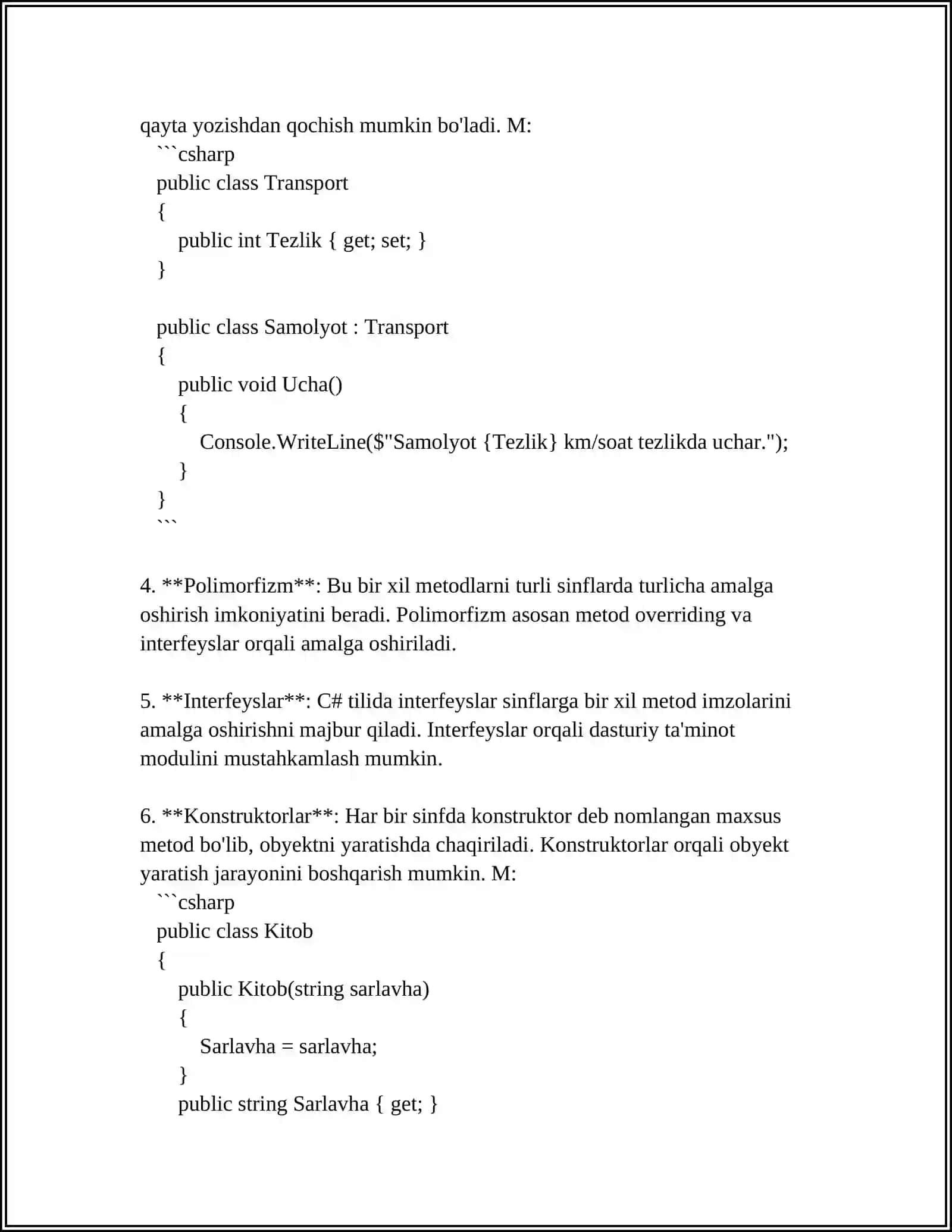 C#, C++, Pascal VA JAVA MODULLI DASTURLASH 4