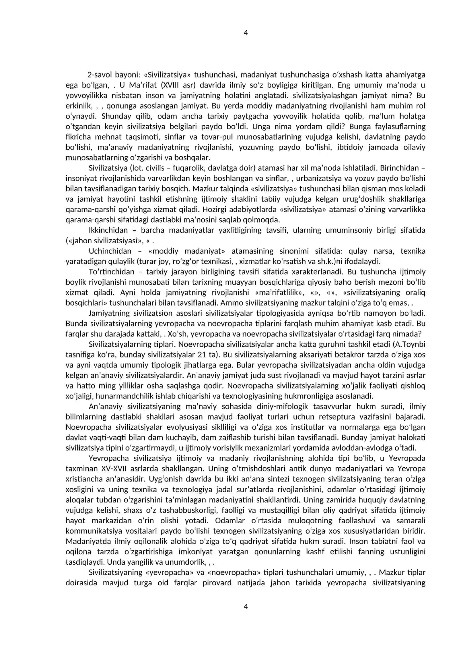 Tarix falsafasi, sivilizatsiya va madaniyat 4