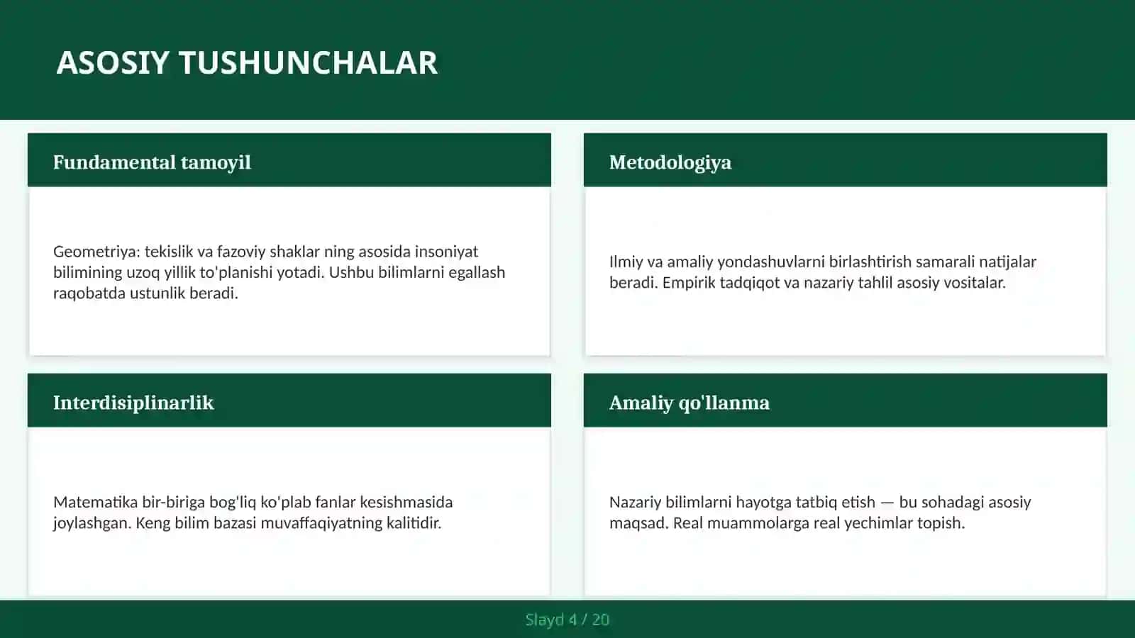 Geometry: Tekislik va fazoviy shaklar 4