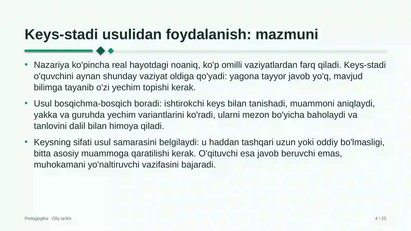 Restoranlarda keys-stadi usulidan foydalanish 4