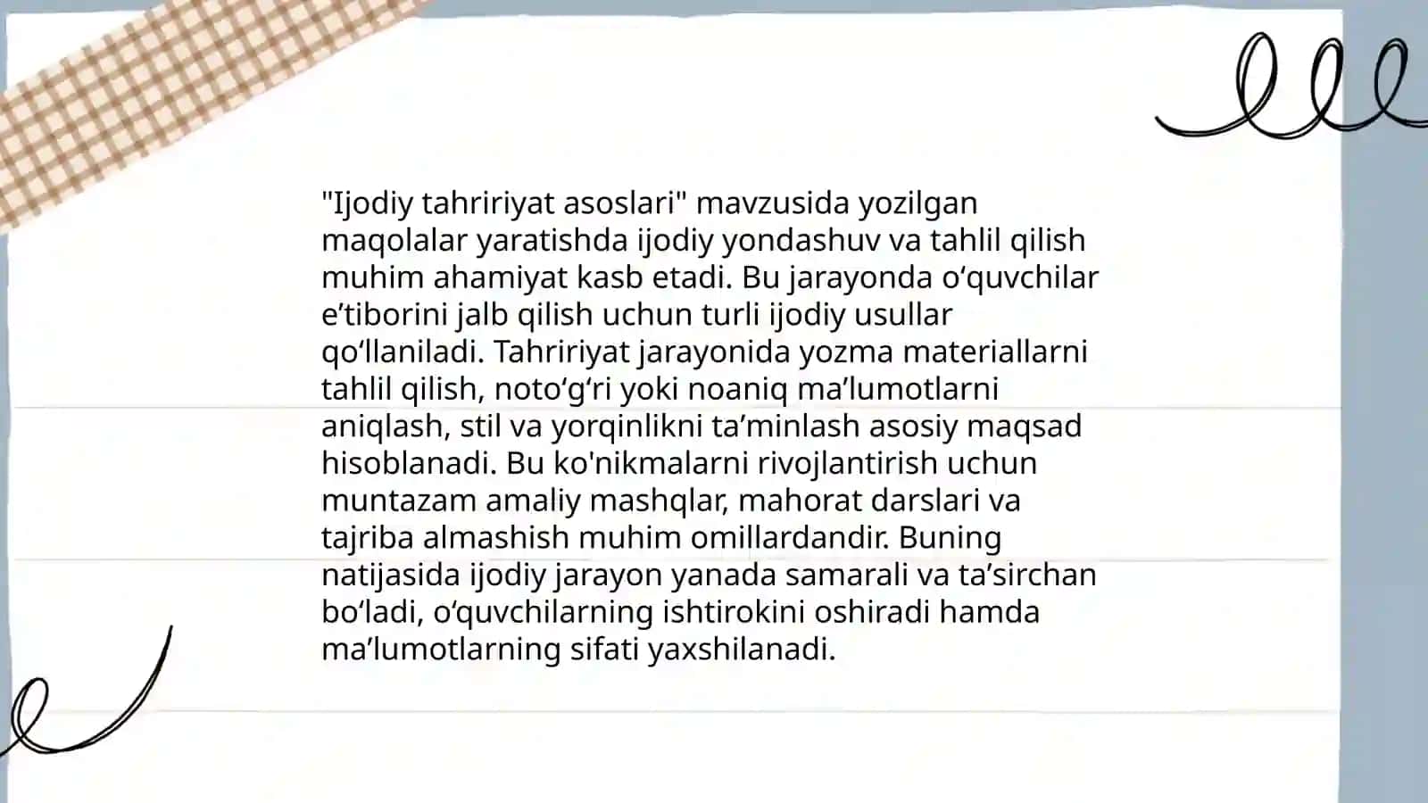Tahrir turlari va prinsiplari: tahrir me’yori 4